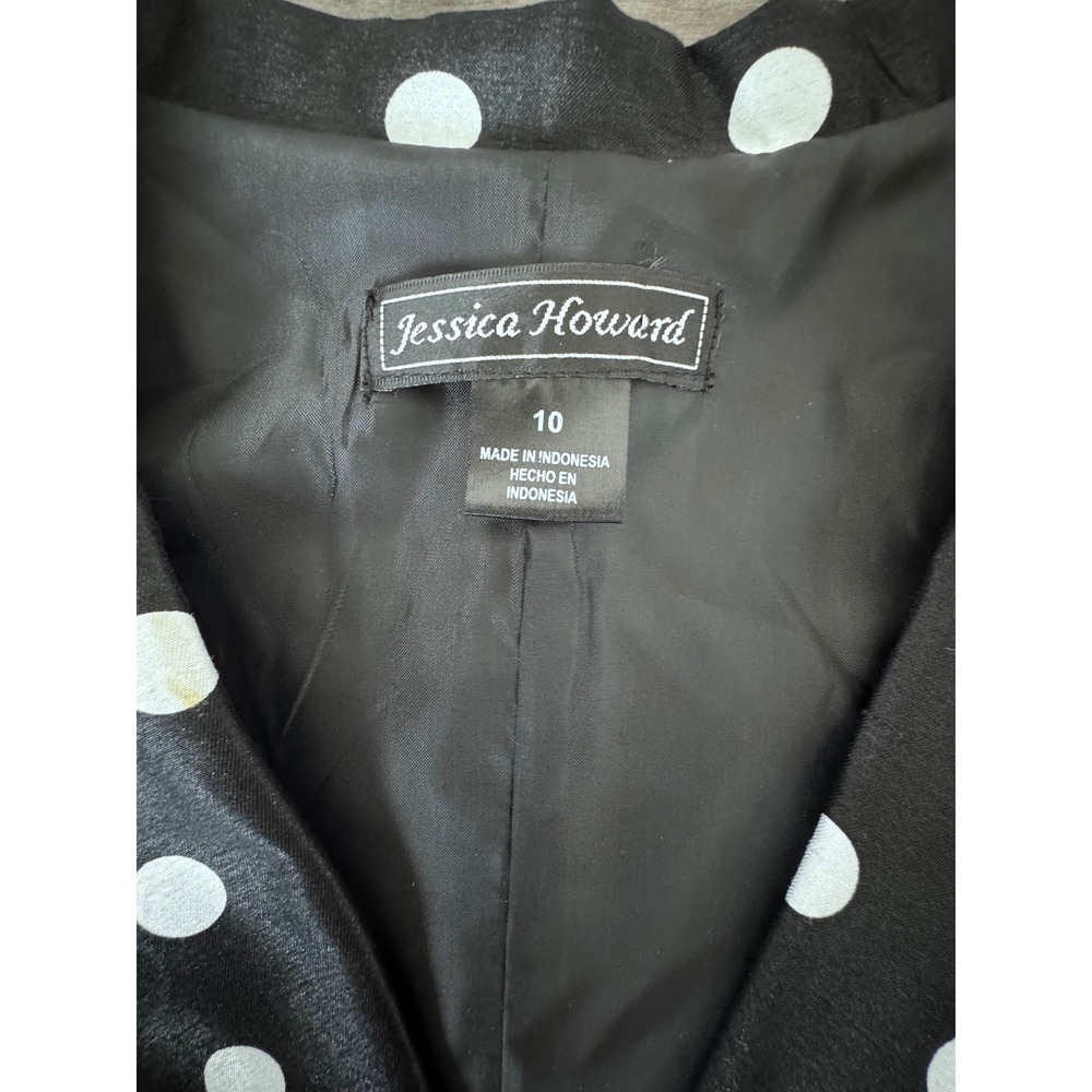 Jessica Howard Polka Dot Dress Sleeveless Fit & Flare Black White Size 10 - Picture 6 of 11